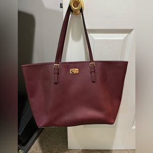 Michael Kors Jet set travel large Saffiano leather tote, merlot